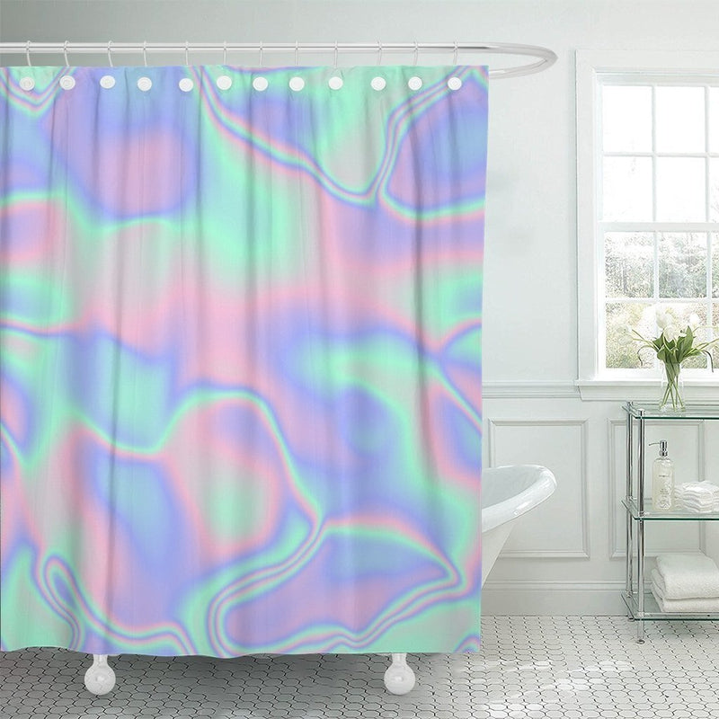 Fluid holographic swirl of candy pink, mint, lilac and blue tones