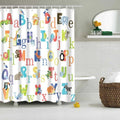 Alphabet in coloured letters with a different animal beside each on white