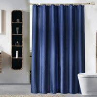 Deep plain navy panel with visible matte textile grain and heavy folds