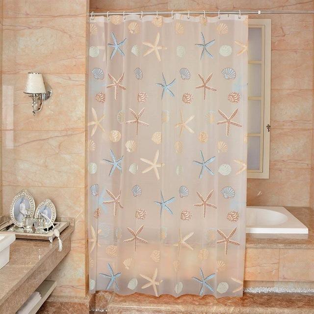 Blue and coral starfish scattered over a frosted translucent panel