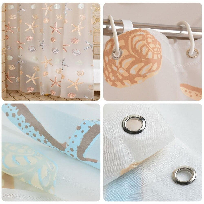 Full drop of the frosted panel with shells spread across it