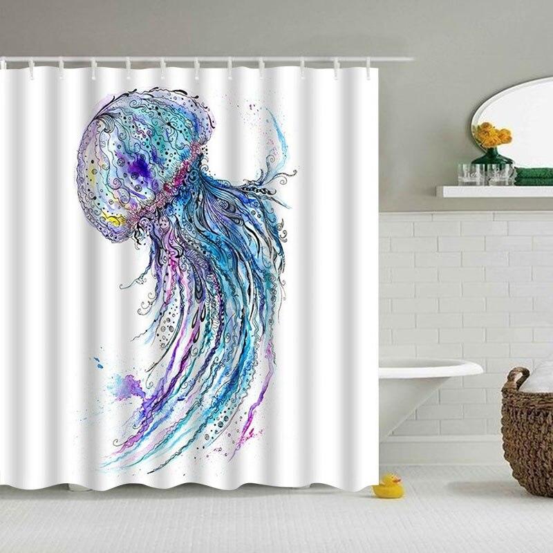 Close view of the watercolour bleeds along the jellyfish tentacles