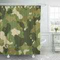 Military camouflage of olive green khaki and brown patches across the panel