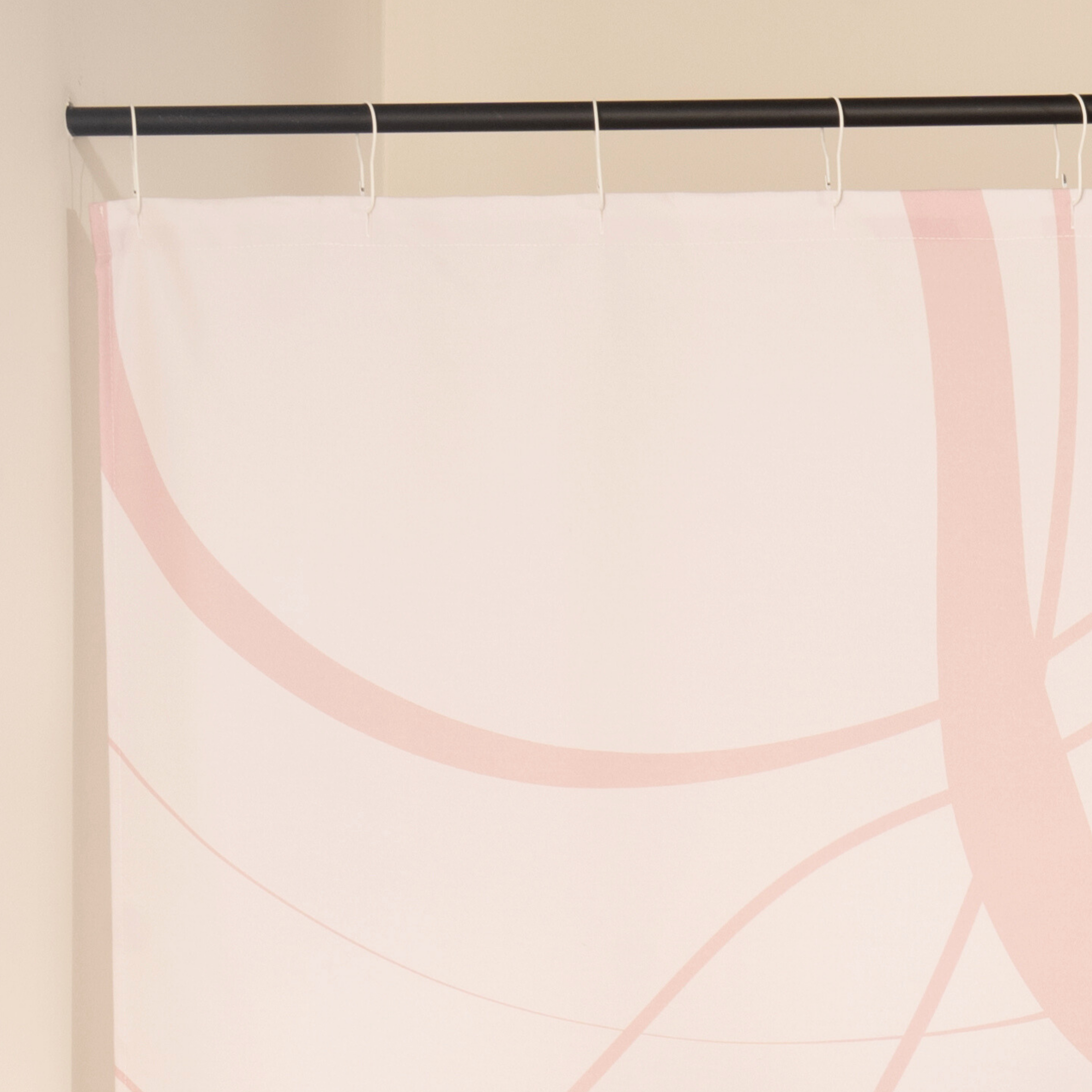 Close detail of the pale pink swirl edges on the cream weave