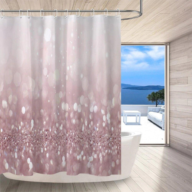 Off-white fading into powder pink with soft silver and rose light points