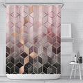 Trompe l oeil cubes fading from blush to charcoal with gold lined edges