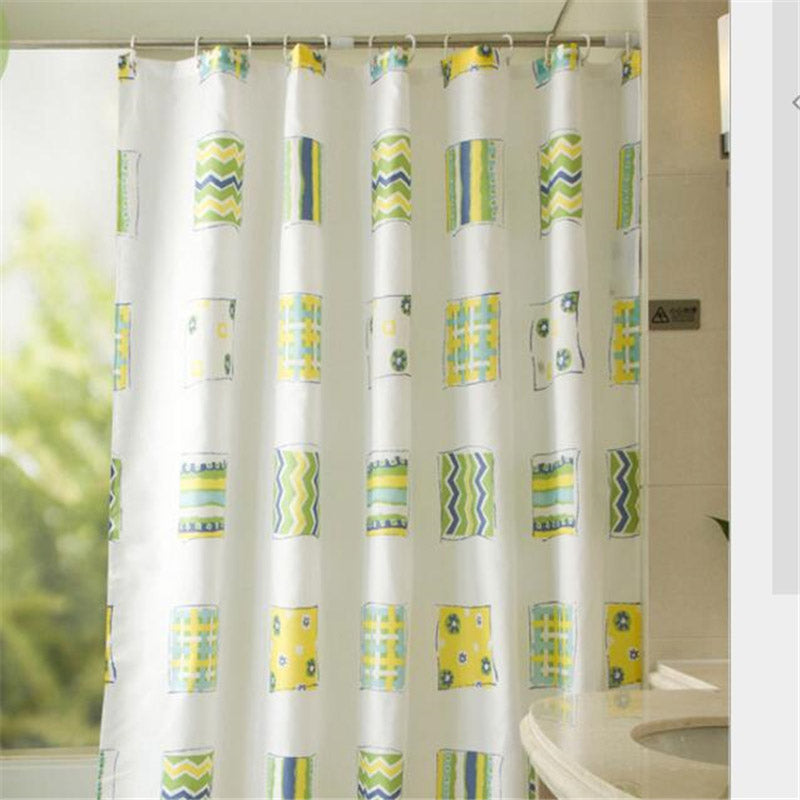 Translucent panel printed with yellow squares and green zigzags in even rows