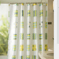 Translucent panel printed with yellow squares and green zigzags in even rows