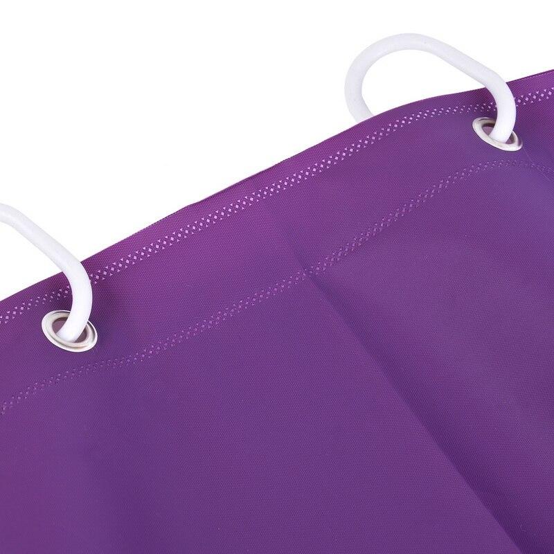 Full drop of the plain plum curtain on its rail