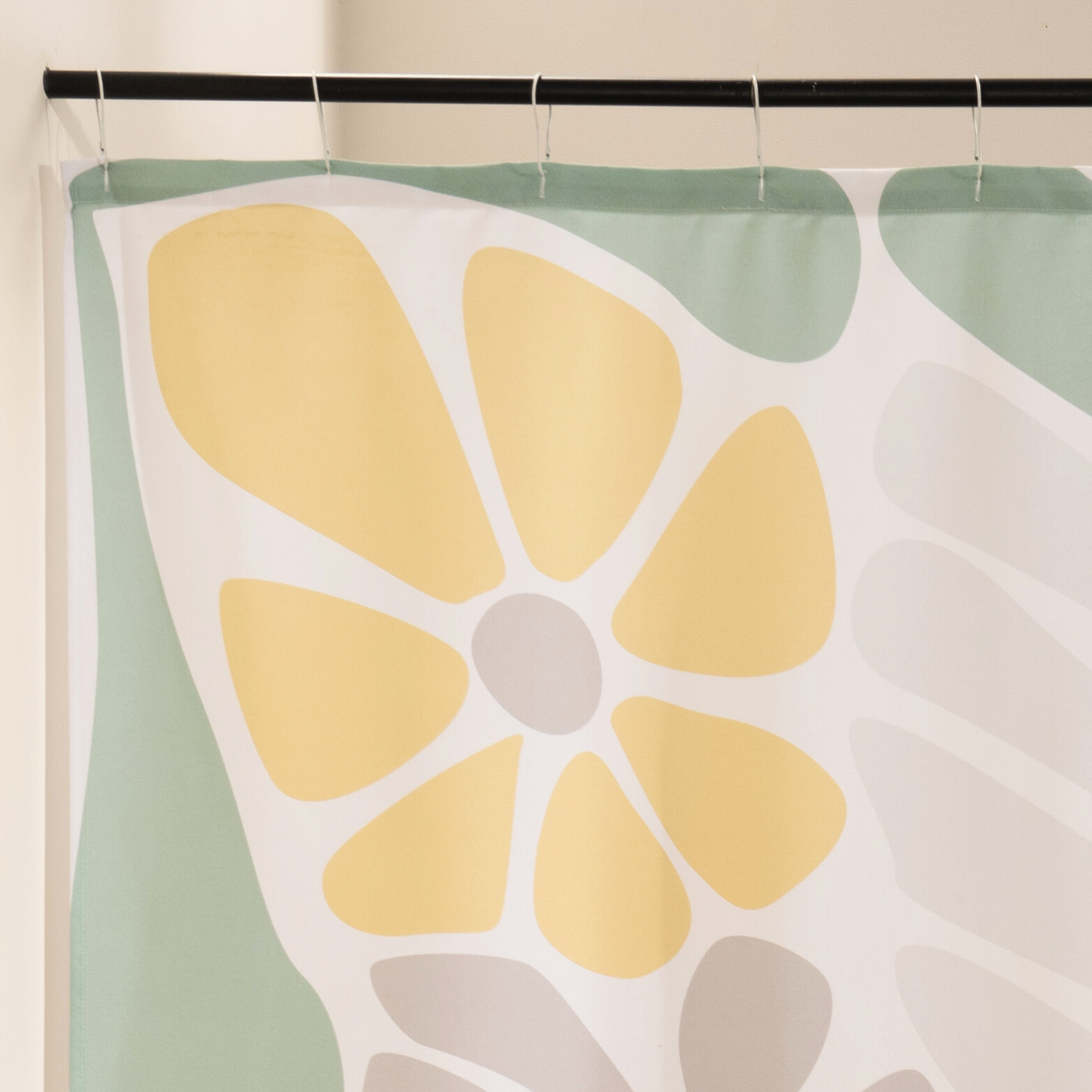 Close detail of a citrus slice and daisy in thick retro outlines