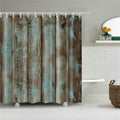 Vertical weathered planks with chipped turquoise paint over bare brown wood