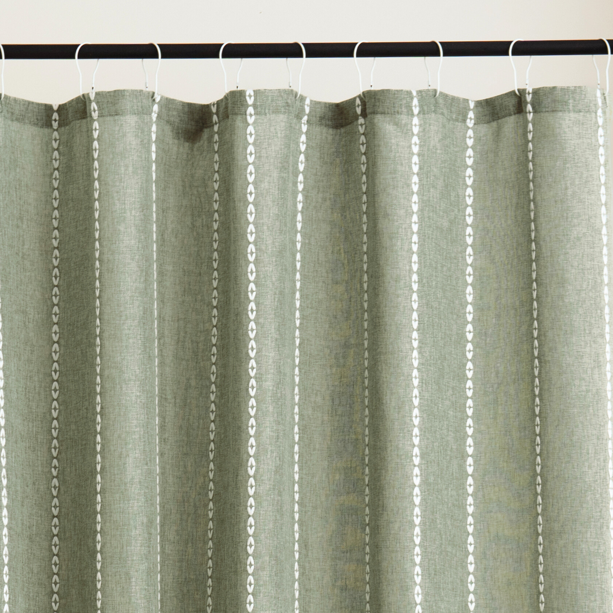Close detail of the sage weave and its fine self-colored striping