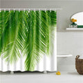 Green palm fronds trailing down from the top against a pure white background