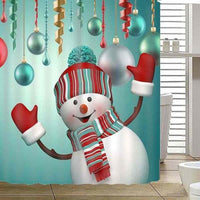 Snowman in a striped hat red scarf and mittens on a turquoise ground
