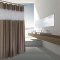 Plain taupe panel topped by a wide translucent white border band