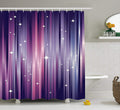 Violet, plum and magenta vertical bands scattered with small white stars
