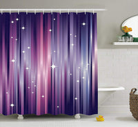 Violet, plum and magenta vertical bands scattered with small white stars