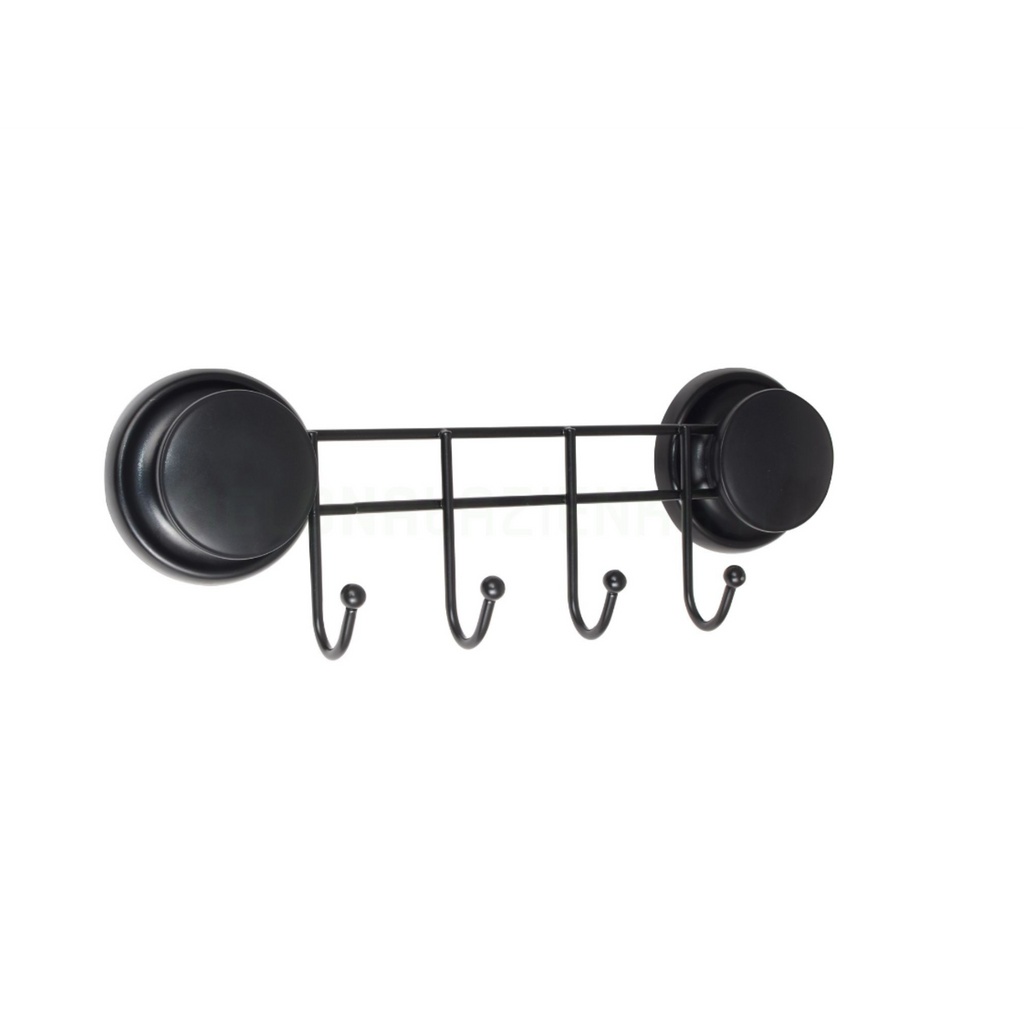 Close view of the suction cups gripping smooth bathroom tile