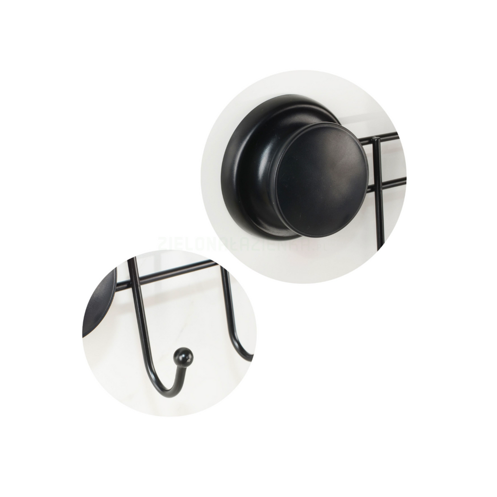 Suction hook rack mounted on glass inside a walk in shower