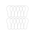 Twelve slim white teardrop curtain rings laid out in two rows