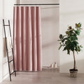 Light powder pink panel with a linen-look weave and even folds