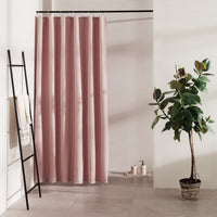 Light powder pink panel with a linen-look weave and even folds