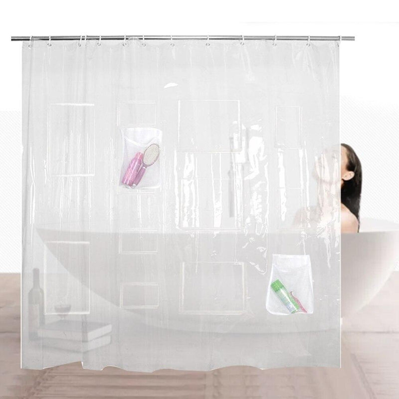 Close view of the stitched pocket seams on the clear plastic panel