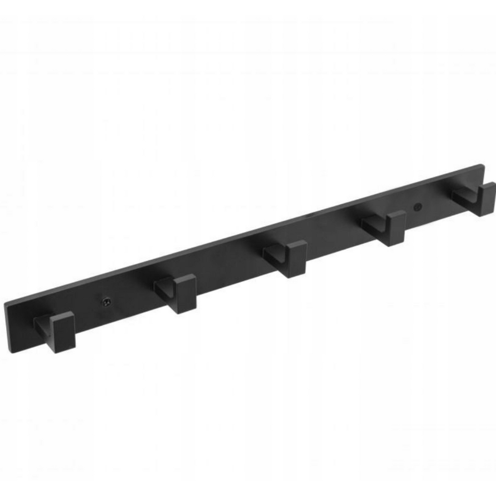 End detail of the black rail and its wall mounting bracket