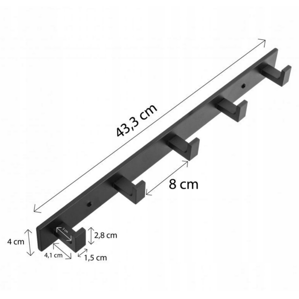Side profile of the black rail showing its slim wall projection