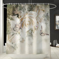 Ivory roses and butterflies rendered in a softly aged painterly finish