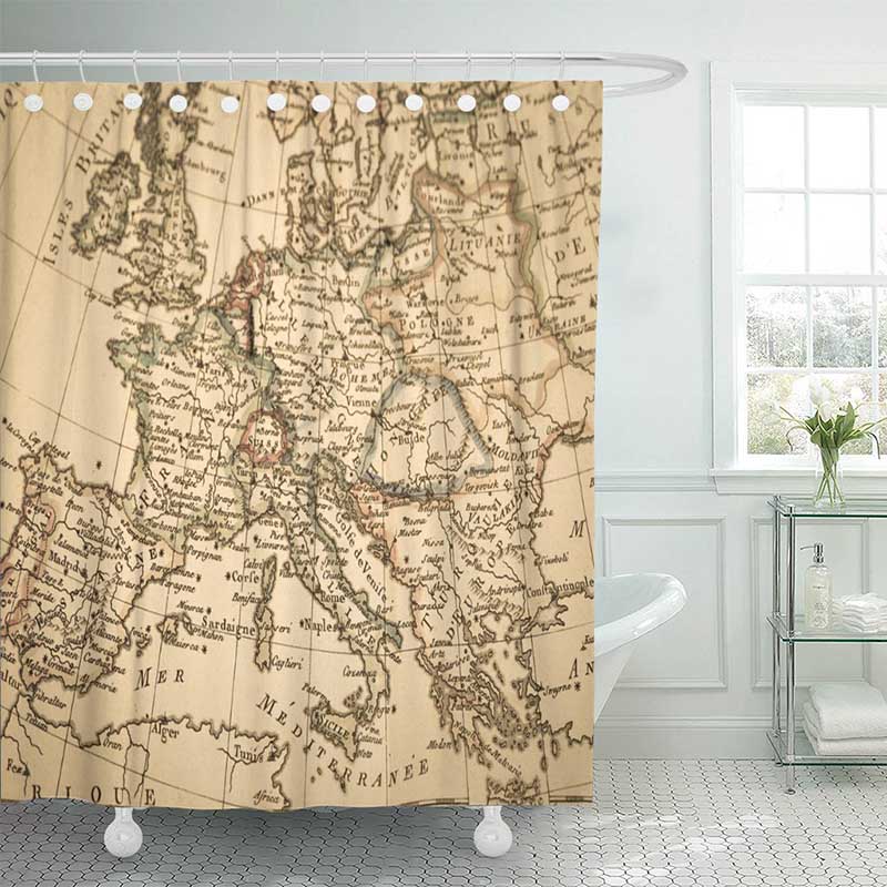 Old map of Europe with brown ink lines and engraved names on parchment