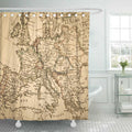 Old map of Europe with brown ink lines and engraved names on parchment