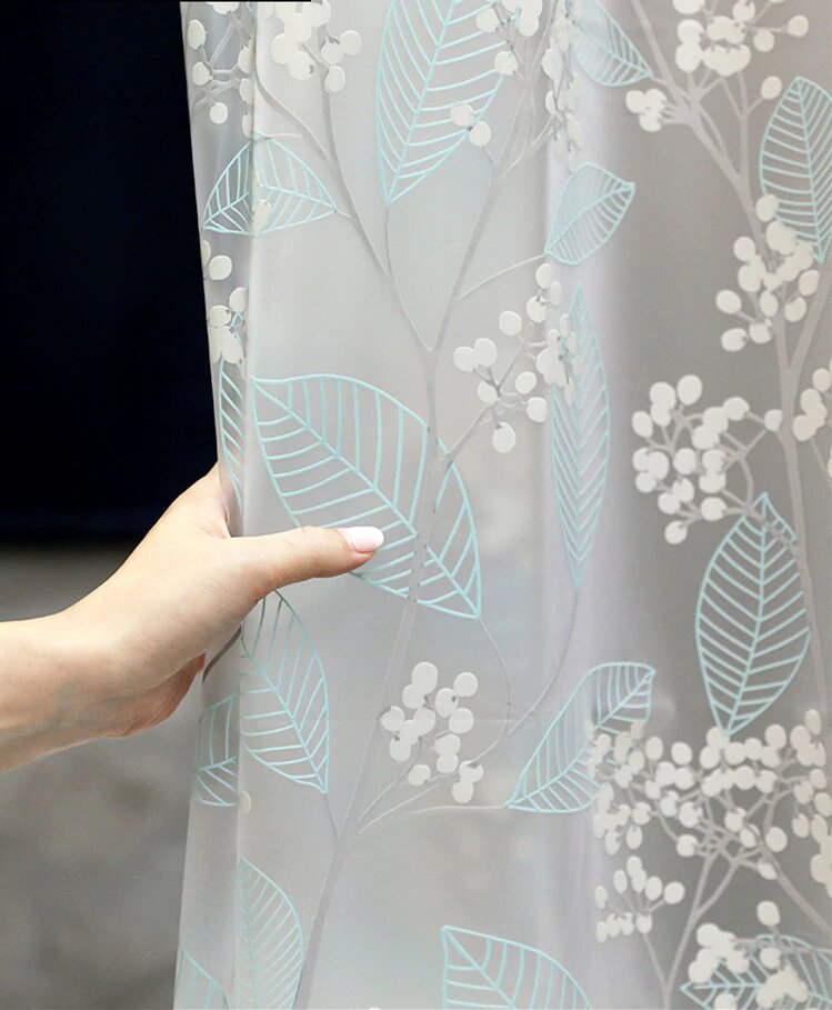 Full hanging panel with branch print running the whole drop