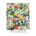 Pale pink and yellow roses in botanical watercolour with perched birds on mint