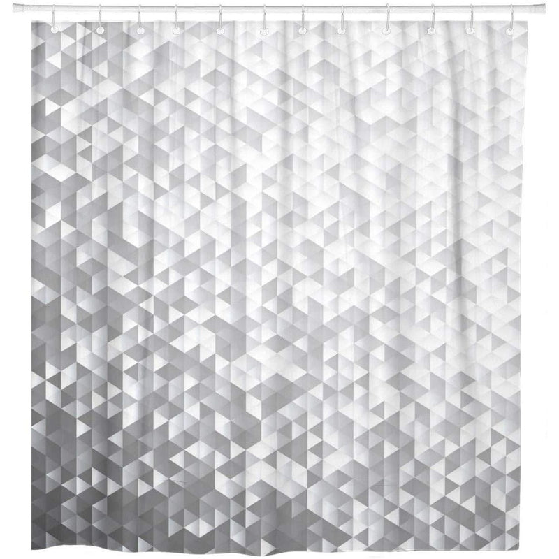 Close detail of the metallic triangle mosaic and its brushed sheen