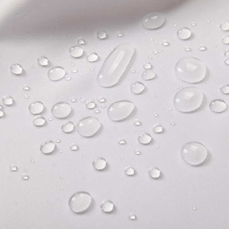 Upper hem of the white panel with reinforced eyelets for shower hooks