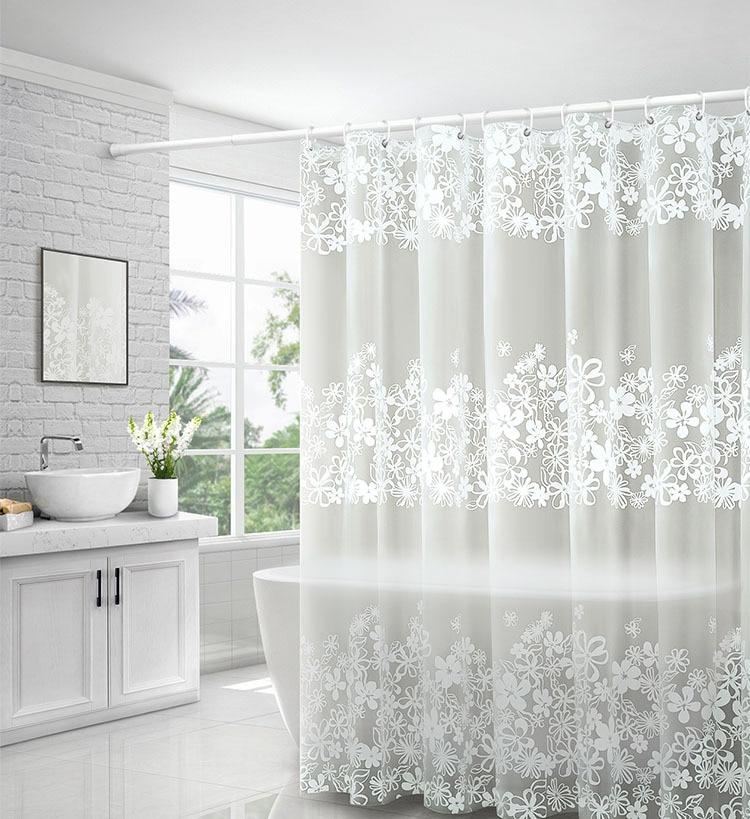 Daylight passing through the frosted white flower garland panel