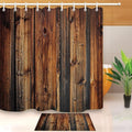 Vertical wooden boards with knots and grain in warm brown and weathered grey