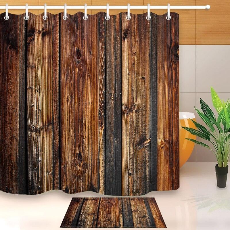 Vertical wooden boards with knots and grain in warm brown and weathered grey