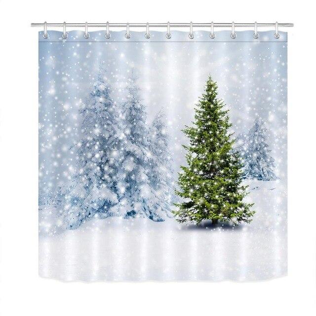 Snowy forest depth fading into pale blue across the panel