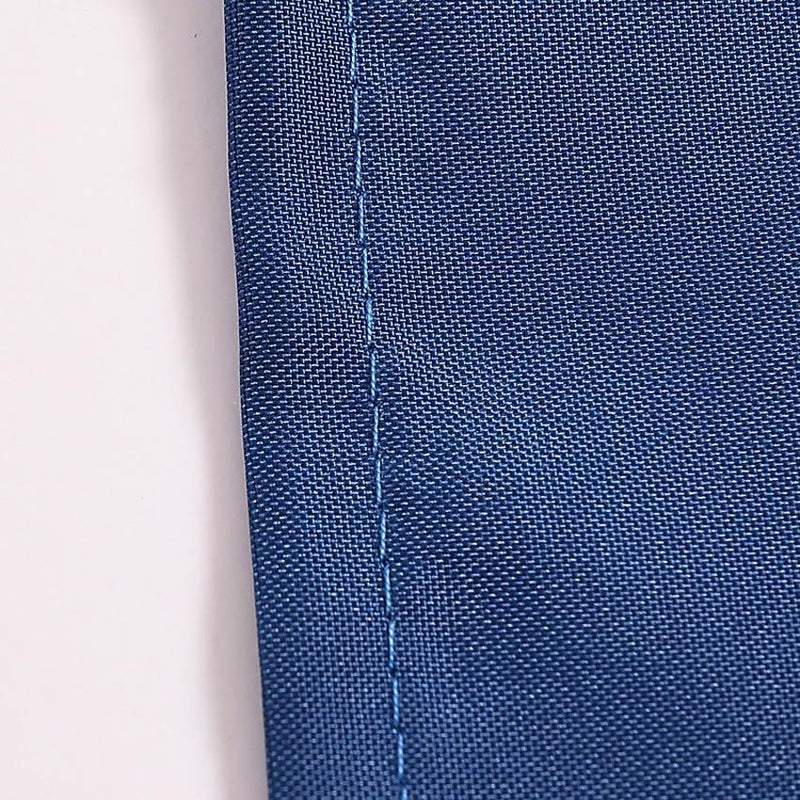 Close detail of the navy weave and its subtle vertical ribbing