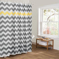 Grey and white chevrons with a bright yellow accent band near the top